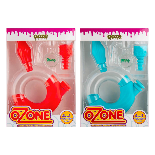 Ooze Ozone Water Pipe Nectar Collector 4-in-1 - Scarlet and Aqua Teal Packaging