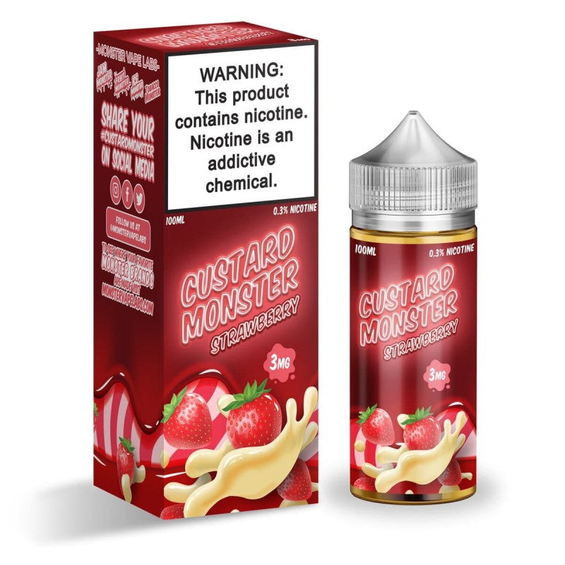 Strawberry Custard by Custard Monster is a sweet and creamy vanilla custard with fresh strawberries. (70/30 vg/pg)