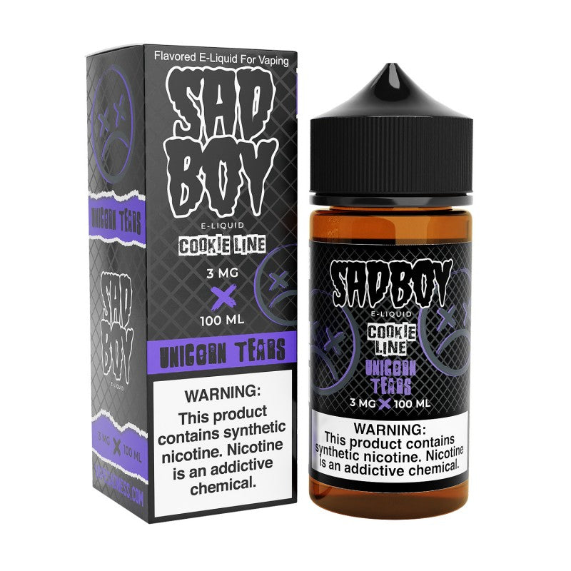 Sadboy Unicorn Tears is a fruity and savory mystery blend (70/30 vg/pg)