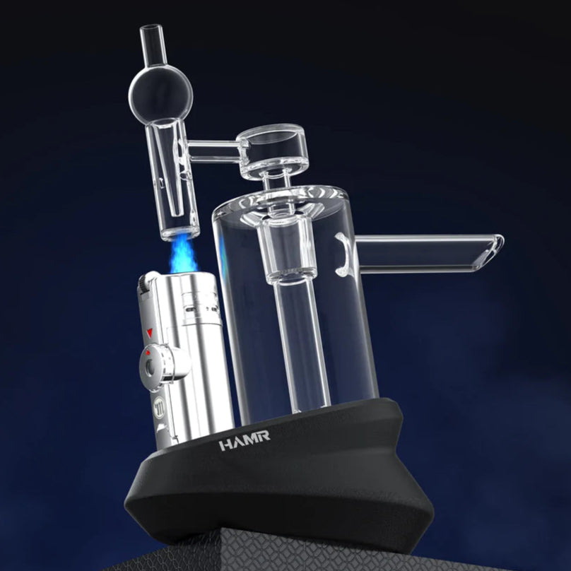 HAMR Cold Start Concentrate Rig by Myster with flame