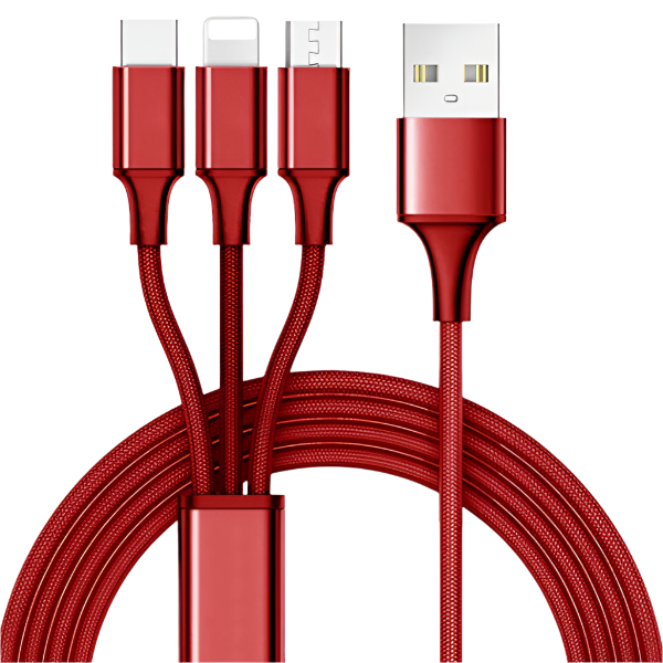 Mila 10ft 3 in 1 Multi Charging Cable - Red