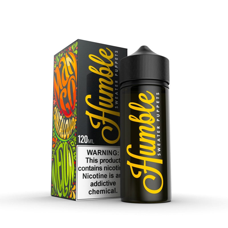 Sweater Puppets Ice by Humble OG features mango and canteloupe with a hint of honeydew. (70/30 vg/pg)