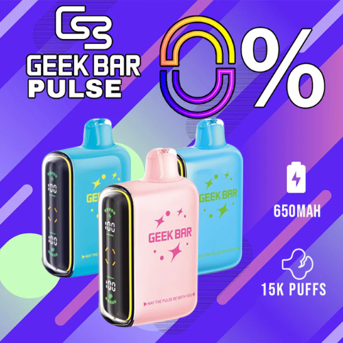 The Geek Bar Pulse 15K Zero Edition is a nicotine-free disposable vape with up to 15,000 puffs in regular mode or 7,500 in pulse mode. It features a full-screen display, dual mesh coils, and comes in five flavors, offering a long-lasting, flavor-rich vaping experience.