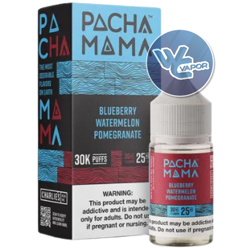 Pacha Mama packaging with a close-up of the vape bottle