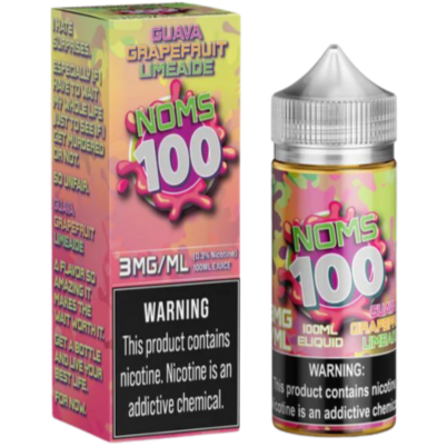 Noms 100 - Guava Grapefruit Limeade vape juice from Nomenon is a delicious blend of limeade, ripe guavas, and fresh grapefruit. Perfect for both new and experienced vapers, each inhale offers smooth flavors and the exhale provides a refreshing hint of sourness.