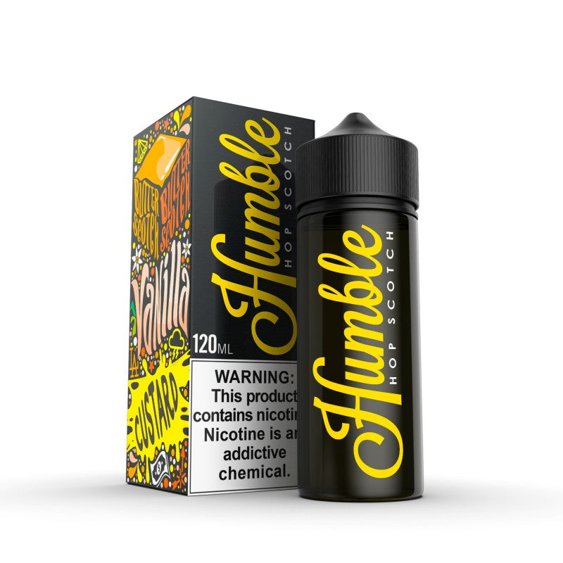 Hop Scotch by Humble OG is toffee flavor mixed with vanilla and butterscotch custard. (70/30 vg/pg)