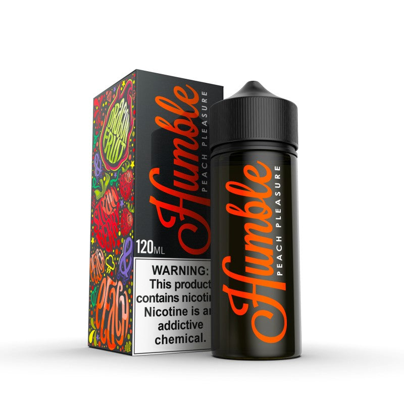 Peach Pleasure by Humble OG is a peachy blend of strawberries, dragonfruit, and fresh juicy peaches. (70/30 vg/pg)