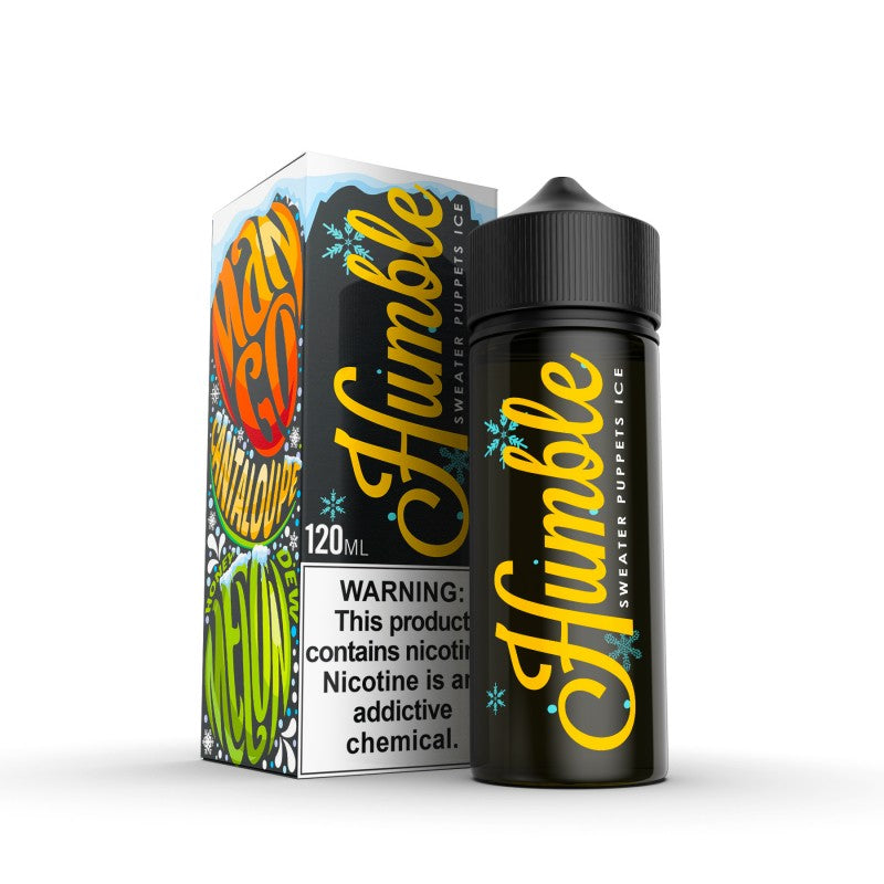 Sweater Puppets Ice by Humble OG features mango and canteloupe with a hint of honeydew and a icy menthol finish. (70/30 vg/pg)