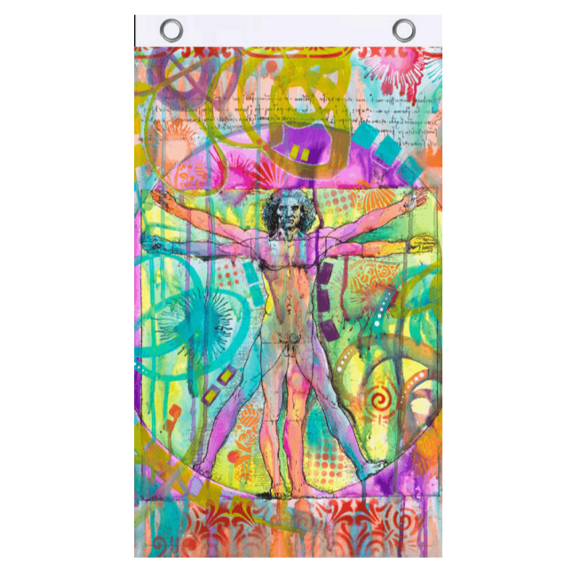 Fly Flags Vitruvian Man Black Light Tapestry