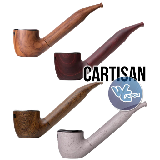 Four wooden pipes with 'Cartisan' branding on a clear background