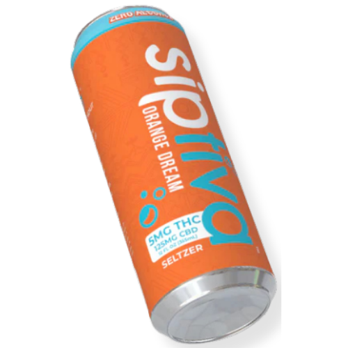 Orange and silver can with 'Siptiva' branding on a clear background