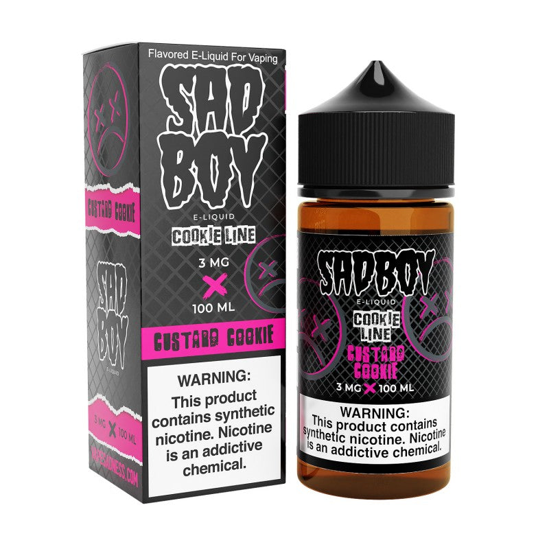 Sadboy Custard Cookie is a blend of vanilla custard and shortbread cookies (70/30 vg/pg)