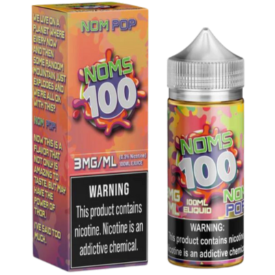 Enjoy the tasty flavors of Noms 100. This e-liquid is a fusion of ripe cherries, tangy blue raspberry, and zesty lime, carefully blended for a delicious and exciting vaping experience. Try now and discover expertly crafted flavors!