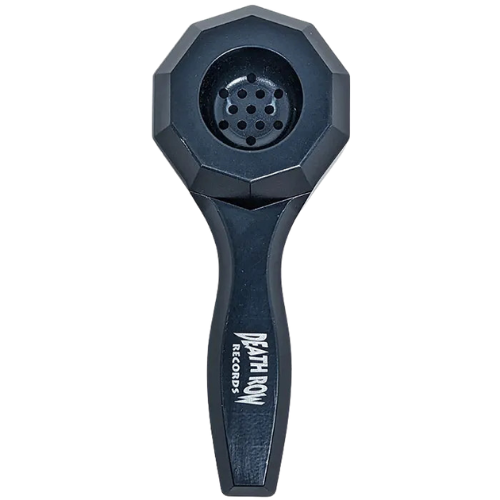 Black vinyl record cleaning brush with 'Death Row Records' branding on a white background