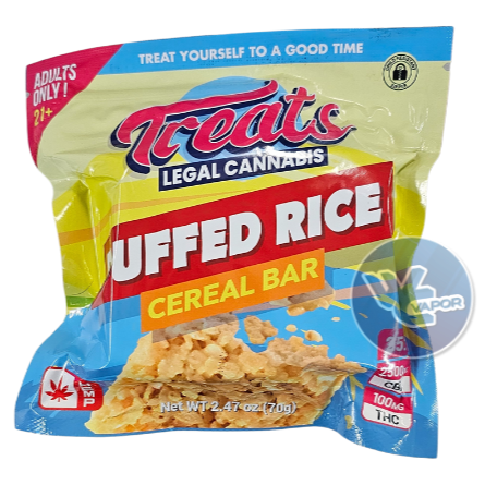Give your mind and body the ultimate boost with Treats Puffed Rice Cereal Bars. With a powerful 25:1 CBD:THC ratio, each bar contains a whopping 2600mg of cannabinoids, including 100mg of THC and 2500mg of CBD in each delicious bite. Perfect for new and experienced users, simply take 1/8 or 1/4 of a bar and wait patiently for the effects to kick in. Trust us, it's worth the wait.