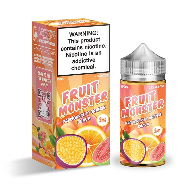 Passionfruit Orange Guava by Fruit Monster is a combination of passionfruit, oranges, and guava. (70/30 vg/pg)