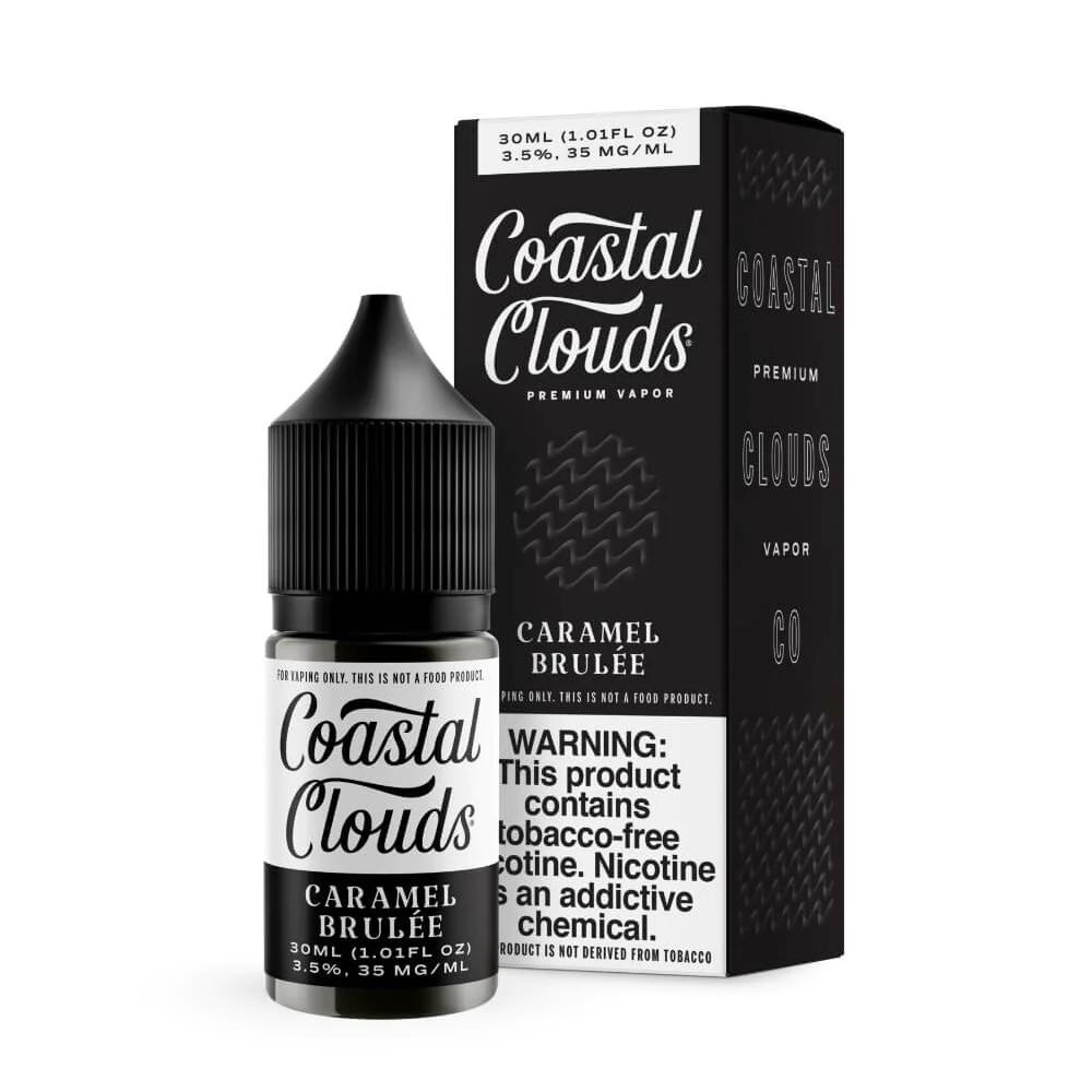 Caramel Brulee Salt by Coastal Clouds is a sweet and creamy caramel custard flavor. (50/50 vg/pg)