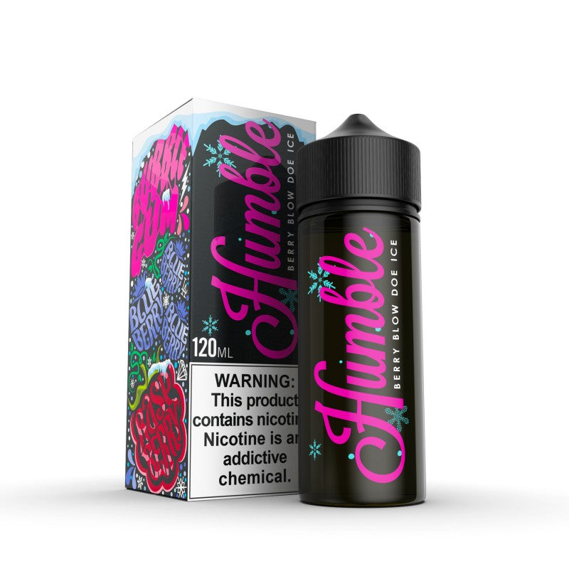 Berry Blow Doe Ice by Humble OG is raspberry soft chew in the middle of a blueberry candy shell finished with an icy menthol blast, (70/30 vg/pg)