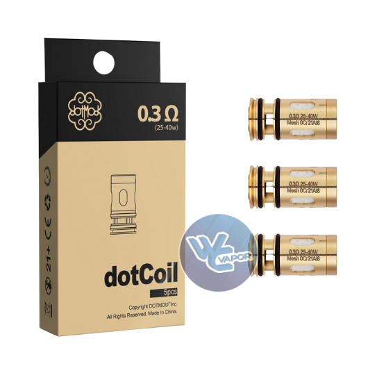Refresh your DotMod DotAIO V2 and DotAIO SE devices with 0.3ohm DotCoil Replacement Coils, optimized for a smooth vaping experience at 25–40W. Designed with mesh technology, these coils deliver rich flavor and satisfying vapor production. Each coil ensures balanced heating, durability, and steady performance. Simple to install and dependable, every pack contains five (5) genuine DotCoil coils, securely sealed for peak freshness and quality.