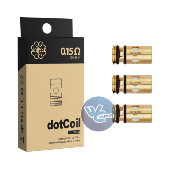 Effortlessly upgrade your DotMod DotAIO V2 and DotAIO SE devices with 0.15ohm DotCoil Replacement Coils, engineered for powerful performance between 60–80W. These coils feature advanced mesh technology for intense flavor and dense vapor, perfect for direct-lung vaping enthusiasts. Enjoy even heating, extended coil life, and consistent results with every puff. Easy to install and built for reliability, each pack includes five (5) authentic DotCoil coils, sealed for lasting freshness and quality.