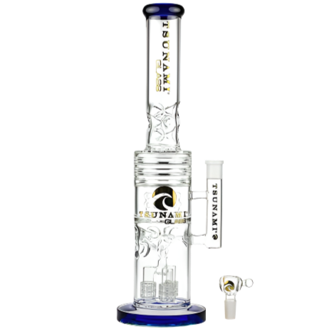 Tsunami - Barrel Showerhead Drum Heart Honeycomb 20" Water Pipe Blue