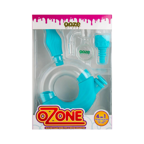 Ooze Ozone Water Pipe Nectar Collector 4-in-1 - Aqua Teal Packaging